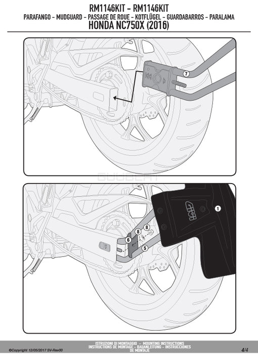 GIVI RM1146KIT スプラッシュガード マッドガード 取付ステー／HONDA NC750X / HONDA NC750X / HONDA NC750S専用