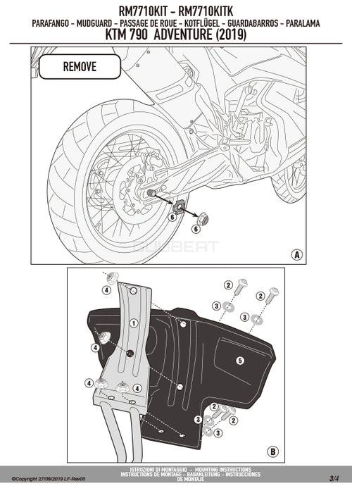 GIVI RM7710KIT スプラッシュガード マッドガード 取付ステー ／ KTM 790 アドベンチャー R / KTM 790 アドベンチャー他専用