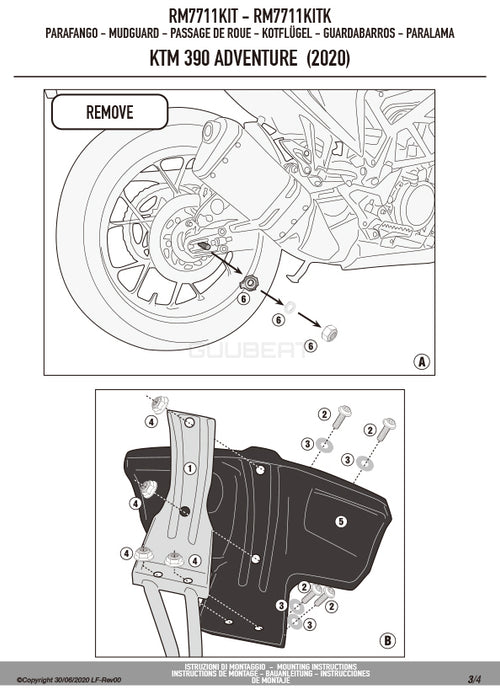 GIVI RM7711KIT スプラッシュガード マッドガード 取付ステー／KTM 390 アドベンチャー専用