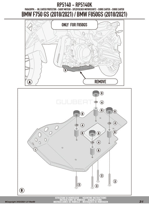 GIVI RP5140 スキッドプレート アンダーガード／BMW F 900 GS / BMW F 850 GS / BMW F 850 GS / BMW F 750 GS / BMW F 750 GS専用