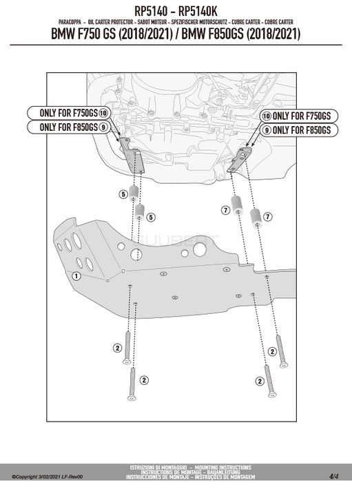 GIVI RP5140 スキッドプレート アンダーガード／BMW F 900 GS / BMW F 850 GS / BMW F 850 GS / BMW F 750 GS / BMW F 750 GS専用