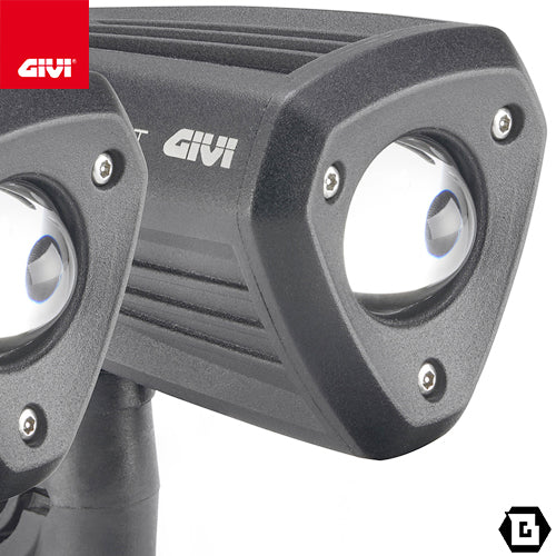 GIVI S312 フォグランプ ユニバーサル LEDフォグランプ 左右セット ブラックアルミボディ 取付部 直径21mm - 25mm対応 ブラック