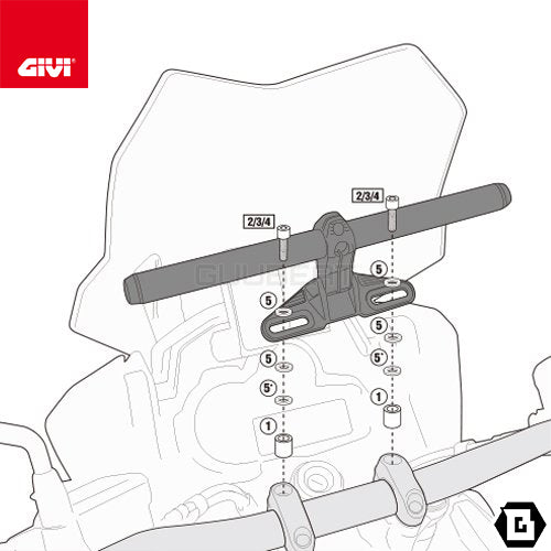 GIVI S900A マウントバー マルチバートップブリッジ用 アルミニウム製 アルミニウム