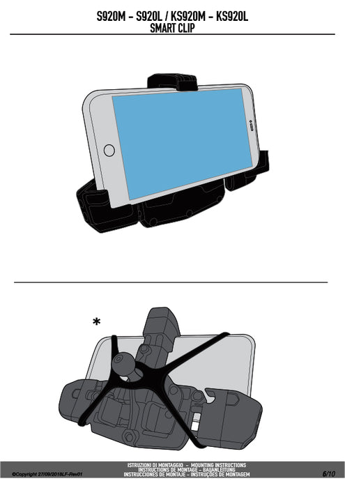 GIVI S920M SMART CLIP スマホホルダー 外寸112 x 52mm - 148 x 75mm用