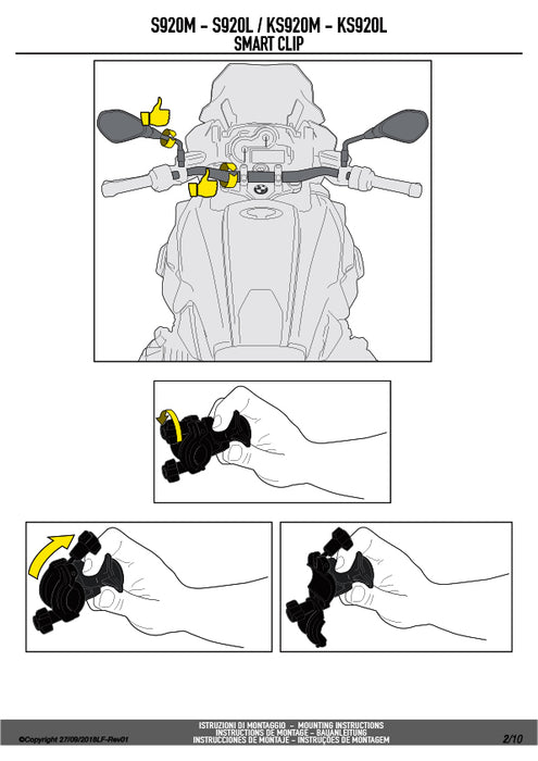 GIVI S920M SMART CLIP スマホホルダー 外寸112 x 52mm - 148 x 75mm用