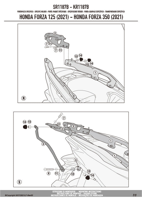 GIVI SR1187B キャリア スペシャルリアラック トップケース用 ／ HONDA フォルツァ350 / HONDA フォルツァ250他専用