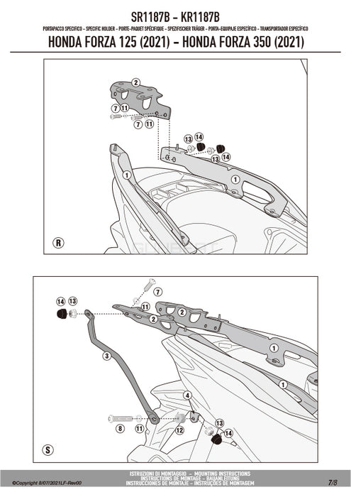 GIVI SR1187B キャリア スペシャルリアラック トップケース用／HONDA フォルツァ350 / HONDA フォルツァ250専用