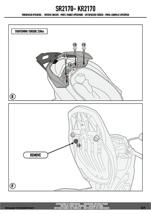 GIVI SR2170 キャリア スペシャルリアラック トップケース用（MONOLOCKベース別売）｜YAMAHA NMAX 125 対応