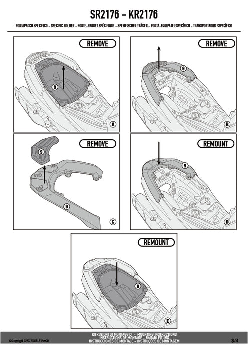 GIVI SR2176 キャリア スペシャルリアラック トップケース用（MONOLOCKベース別売）｜YAMAHA トリシティ 125 対応
