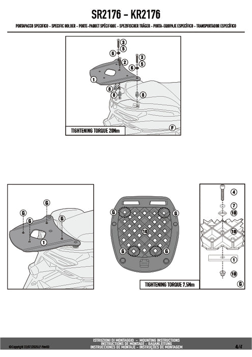 GIVI SR2176 キャリア スペシャルリアラック トップケース用（MONOLOCKベース別売）｜YAMAHA トリシティ 125 対応