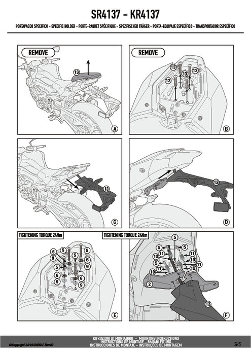 GIVI SR4137 キャリア スペシャルリアラック トップケース用（MONOKEY / MONOLOCKベース別売）｜KAWASAKI Z 900 対応