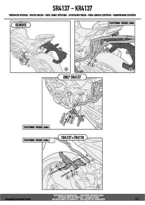 GIVI SR4137 キャリア スペシャルリアラック トップケース用（MONOKEY / MONOLOCKベース別売）｜KAWASAKI Z 900 対応