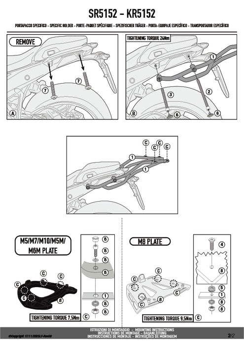 GIVI SR5152 キャリア スペシャルリアラック トップケース用（MONOKEY / MONOLOCKベース別売）｜BMW R 1300 RS 対応
