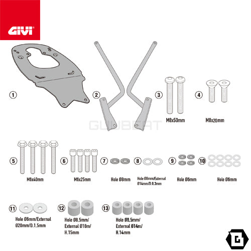 GIVI SR7711 キャリア スペシャルリアラック トップケース用／KTM 390 アドベンチャー専用