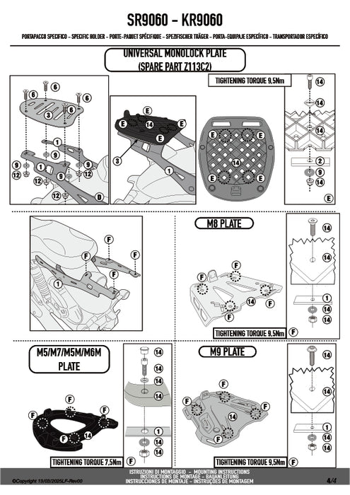 GIVI SR9060 キャリア スペシャルリアラック トップケース用（MONOKEY / MONOLOCKベース別売）｜ROYAL ENFIELD スーパーメテオ 650 対応