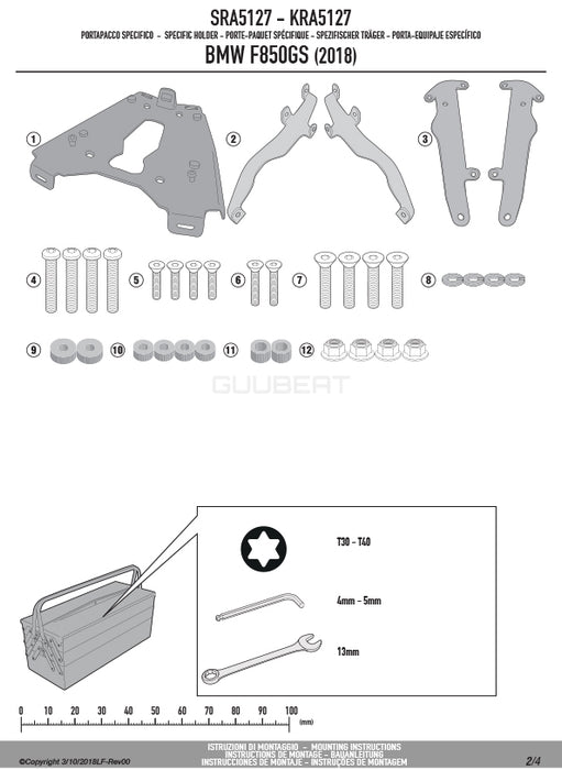 GIVI SRA5127 アルミニウム製 リアキャリア モノキー（MONOKEY）トップケース用 アルミニウム／BMW F 850 GS専用