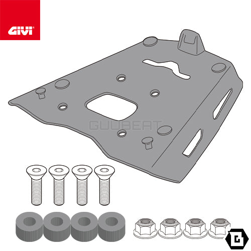 GIVI SRA8208 アルミニウム製 リアキャリア モノキー（MONOKEY）トップケース用 ブラック／MOTO GUZZI ステルヴィオ 1000専用