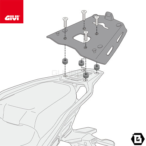 GIVI SRA8208 アルミニウム製 リアキャリア モノキー（MONOKEY）トップケース用 ブラック／MOTO GUZZI ステルヴィオ 1000専用