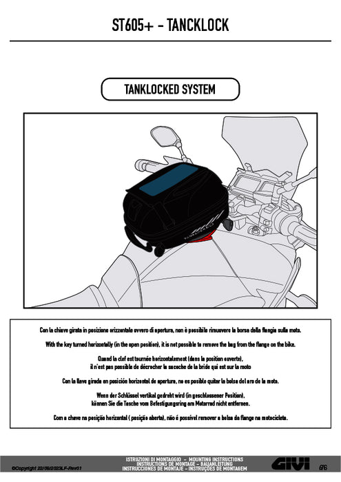 GIVI ST605+ タンクバッグ TanklockED対応 キー付き 5L 防水仕様｜反射プリント付 スマホホルダー・レインカバー付