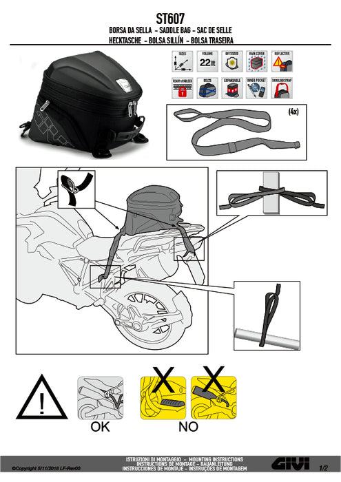 GIVI ST607+ シートバッグ 22L-26L可変容量 ブラック