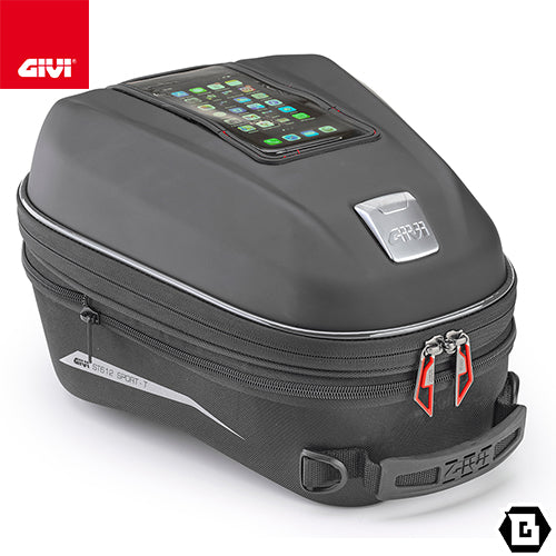 GIVI ST612+ タンクバッグ TANKLOCK対応 12〜15L可変 防水仕様｜スマホホルダー・レインカバー付
