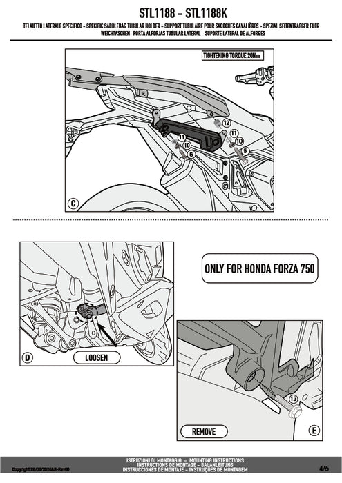 GIVI STL1188 STELTH サイドバッグホルダー STELTHシステム 左右セット EASY12L / EASY12R専用 EASY12L / EASY12R｜HONDA X-ADV / フォルツァ750 対応