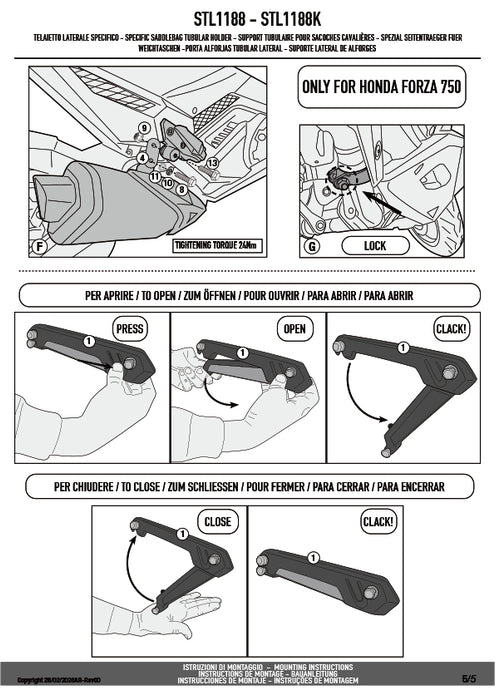 GIVI STL1188 STELTH サイドバッグホルダー STELTHシステム 左右セット EASY12L / EASY12R専用 EASY12L / EASY12R｜HONDA X-ADV / フォルツァ750 対応