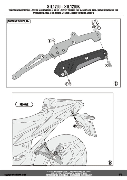 GIVI STL1200 STELTH サイドバッグホルダー STELTHシステム 左側専用 EASY12L専用 EASY12L｜HONDA CB750 ホーネット 対応