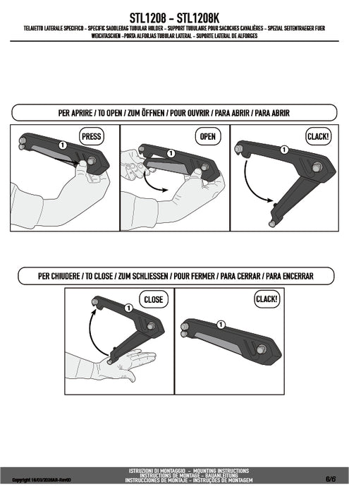 GIVI STL1208 STELTH サイドバッグホルダー STELTHシステム 左右セット EASY12L / EASY12R専用 EASY12L / EASY12R｜HONDA CBR 650 R / CB 650 R / CB650R 対応