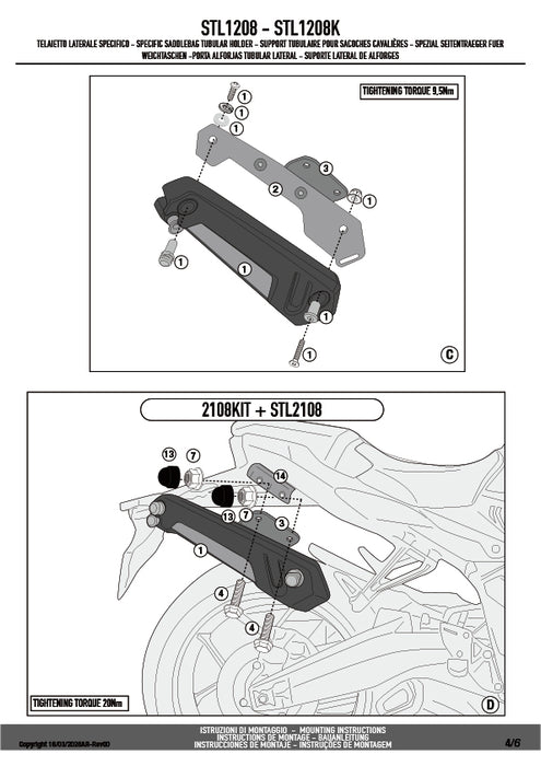 GIVI STL1208 STELTH サイドバッグホルダー STELTHシステム 左右セット EASY12L / EASY12R専用 EASY12L / EASY12R｜HONDA CBR 650 R / CB 650 R / CB650R 対応