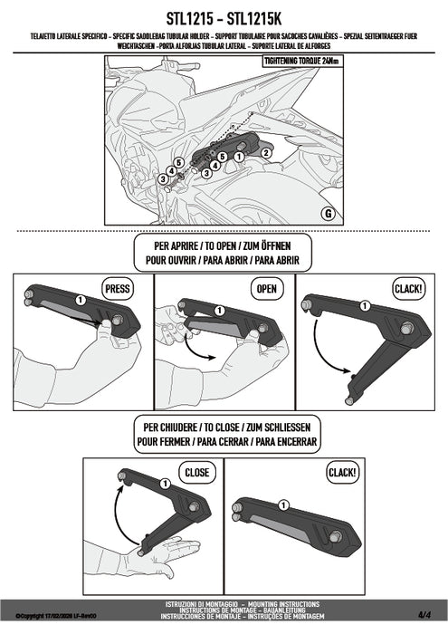 GIVI STL1215 STELTH サイドバッグホルダー STELTHシステム 左側専用 EASY12L専用 EASY12L｜HONDA CB1000 ホーネット 対応