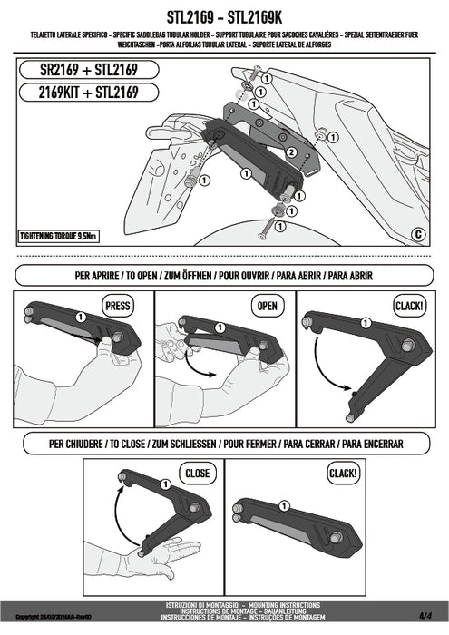 GIVI STL2169 STELTH サイドバッグホルダー STELTHシステム 左右セット EASY12L / EASY12R専用 EASY12L / EASY12R｜YAMAHA MT-09 対応