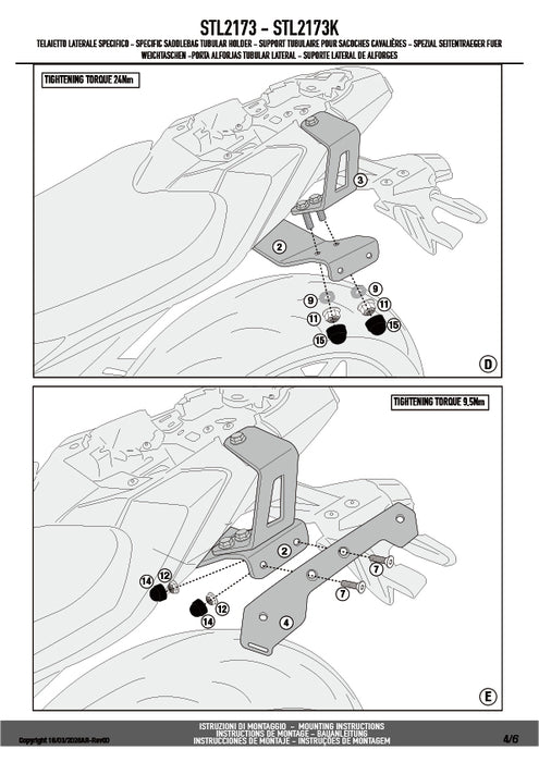 GIVI STL2173 STELTH サイドバッグホルダー STELTHシステム 左右セット EASY12L / EASY12R専用 EASY12L / EASY12R｜YAMAHA MT-07 対応