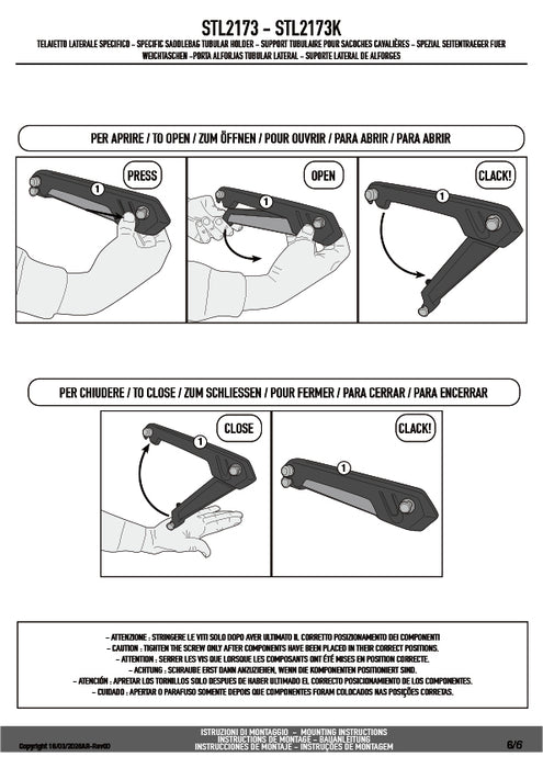 GIVI STL2173 STELTH サイドバッグホルダー STELTHシステム 左右セット EASY12L / EASY12R専用 EASY12L / EASY12R｜YAMAHA MT-07 対応