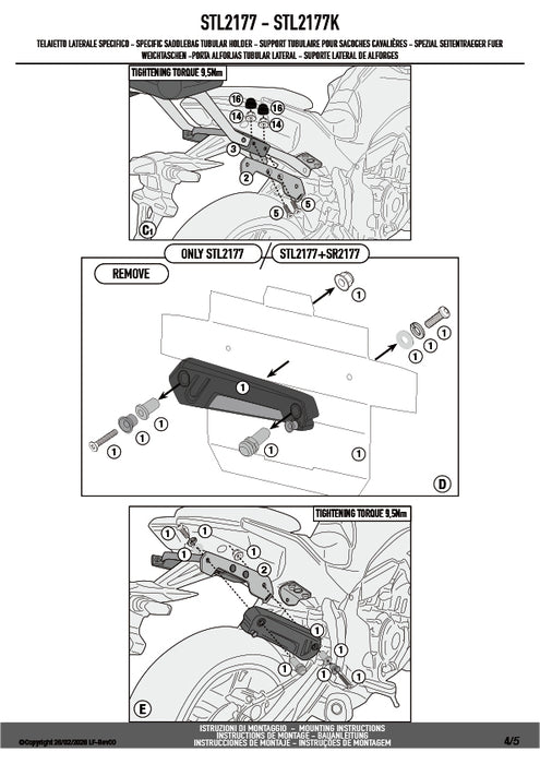 GIVI STL2177 STELTH サイドバッグホルダー STELTHシステム 左右セット EASY12L / EASY12R専用 EASY12L / EASY12R｜YAMAHA トレーサー 700 対応