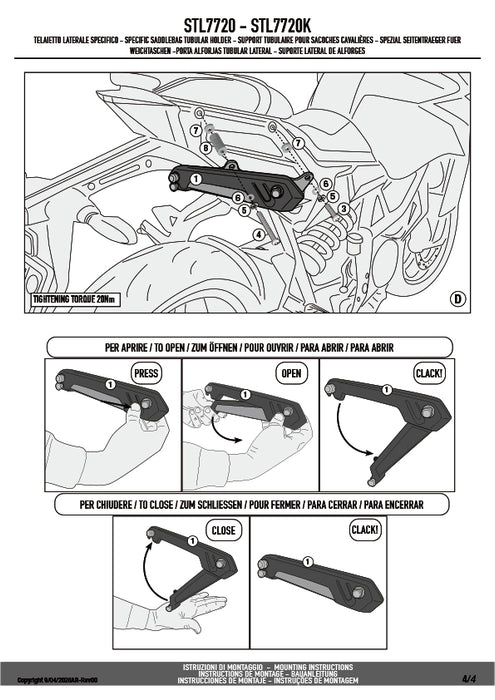 GIVI STL7720 STELTH サイドバッグホルダー STELTHシステム 左右セット EASY12L / EASY12R専用 EASY12L / EASY12R｜KTM 390 デューク / 125 デューク 対応