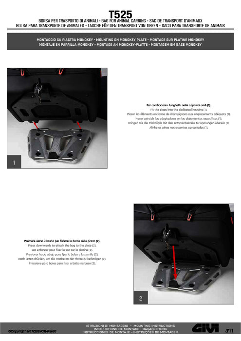 GIVI T525 ペット用バッグ MONOKEY ( モノキー ) アタッチメント 33L容量