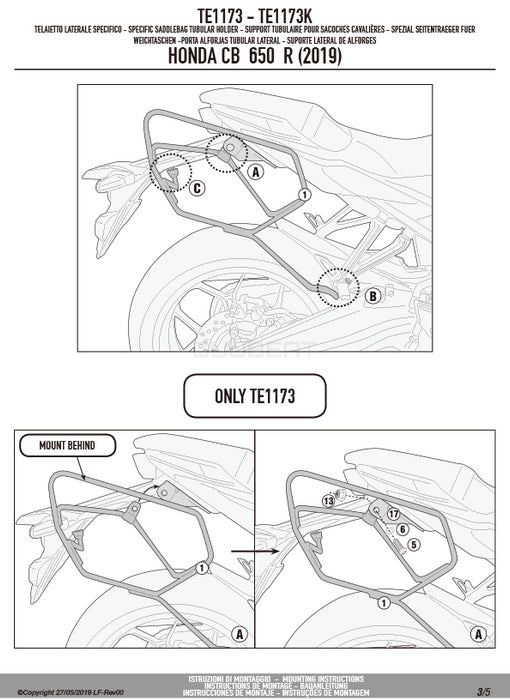 GIVI TE1173 サイドバッグホルダー イージーロック (EASYLOCK) ST609 専用／HONDA CB 650 R専用