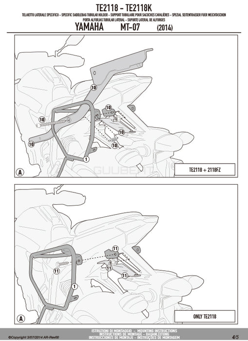 GIVI TE2118 サイドバッグホルダー イージーロック (EASYLOCK) ST609 専用／YAMAHA MT-07専用