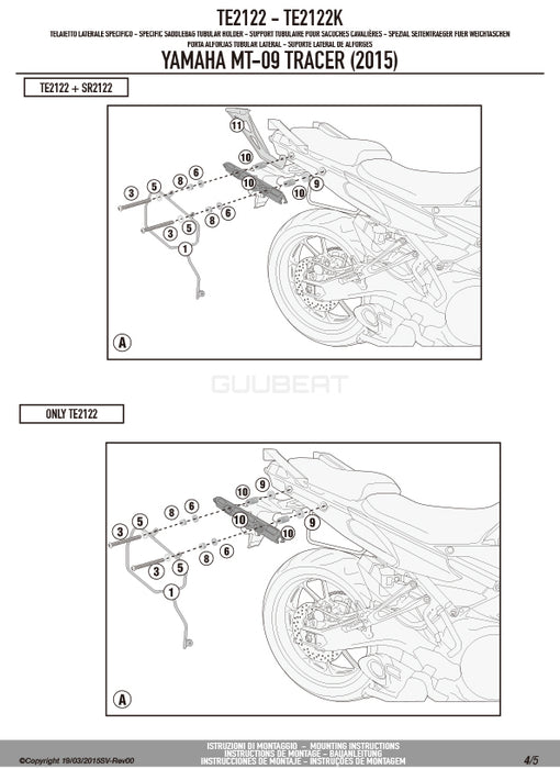 GIVI TE2122 サイドバッグホルダー イージーロック (EASYLOCK) ST609 専用／YAMAHA MT-09 トレーサー専用