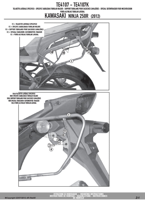 GIVI TE4107 サイドバッグホルダー イージーロック (EASYLOCK) ST609 専用／KAWASAKI ニンジャ 250 R専用