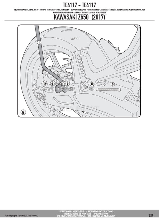 GIVI TE4117 サイドバッグホルダー イージーロック (EASYLOCK) ST609 専用／KAWASAKI Z 650専用