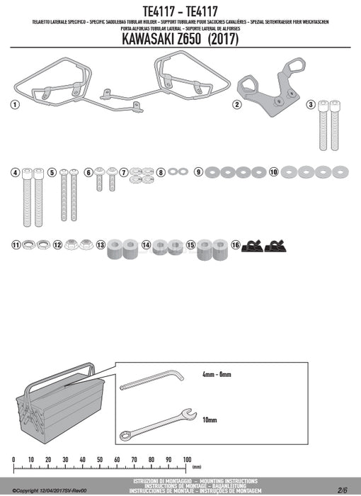 GIVI TE4117 サイドバッグホルダー イージーロック (EASYLOCK) ST609 専用／KAWASAKI Z 650 / KAWASAKI Z 650専用