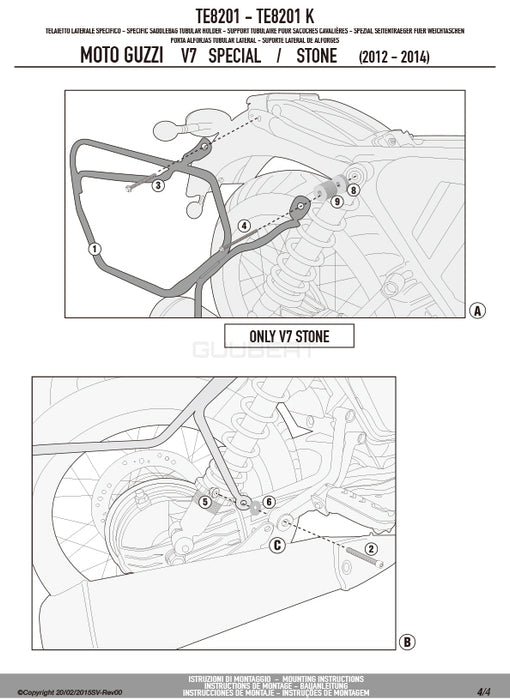 GIVI TE8201 サイドバッグホルダー イージーロック (EASYLOCK) ST609 専用／MOTO GUZZI V7専用