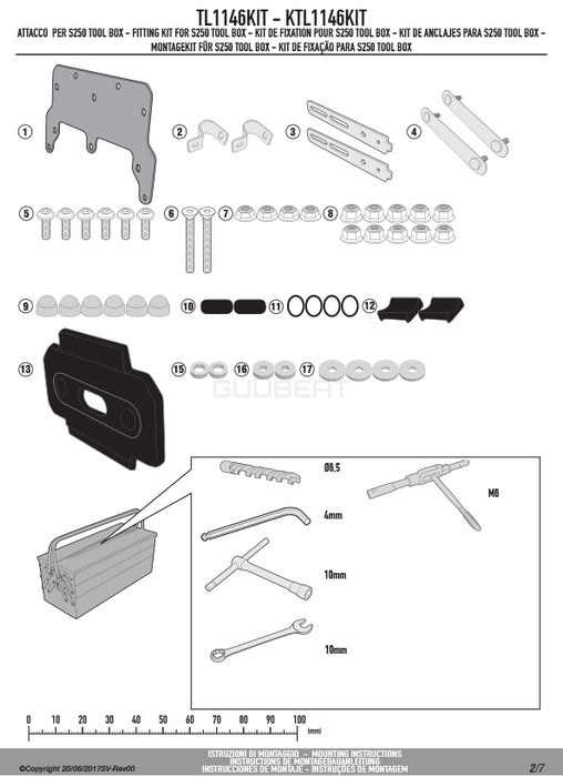 GIVI TL1146KIT ツールボックスステー S250用 フィッティングキット／DUCATI ムルティストラーダ 1200 ENDURO / DUCATI ムルティストラーダ 950 / HONDA NC750X / HONDA CB500X他専用