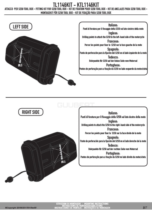 GIVI TL1146KIT ツールボックスステー S250用 フィッティングキット／HONDA NC750X / HONDA CB500X / HONDA 400X専用