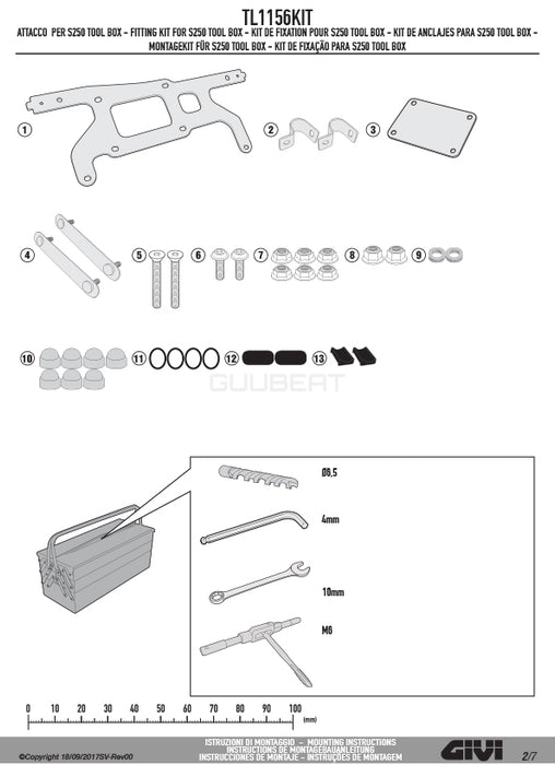 GIVI TL1156KIT ツールボックスステー S250用 フィッティングキット／BMW G 310 GS / HONDA X-ADV専用