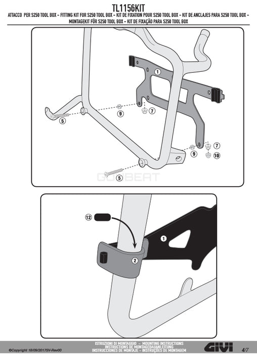 GIVI TL1156KIT ツールボックスステー S250用 フィッティングキット／HONDA X-ADV / BMW G 310 GS専用