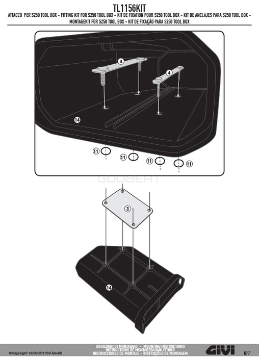 GIVI TL1156KIT ツールボックスステー S250用 フィッティングキット ／ BMW G 310 GS / HONDA X-ADV専用