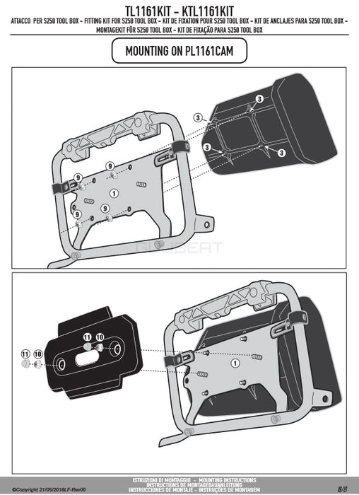 GIVI TL1161KIT ツールボックスステー S250用 フィッティングキット／HONDA CRF1000L アフリカツイン専用